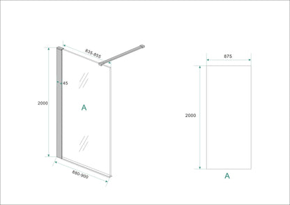 Wiesbaden Graffic inloopdouche met zwart profiel 90x200 cm - 10mm NANO veiligheidsglas - WDtegels