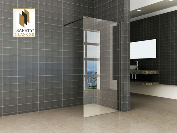 Wiesbaden Graffic inloopdouche met zwart profiel 100x200 cm - 10mm NANO veiligheidsglas