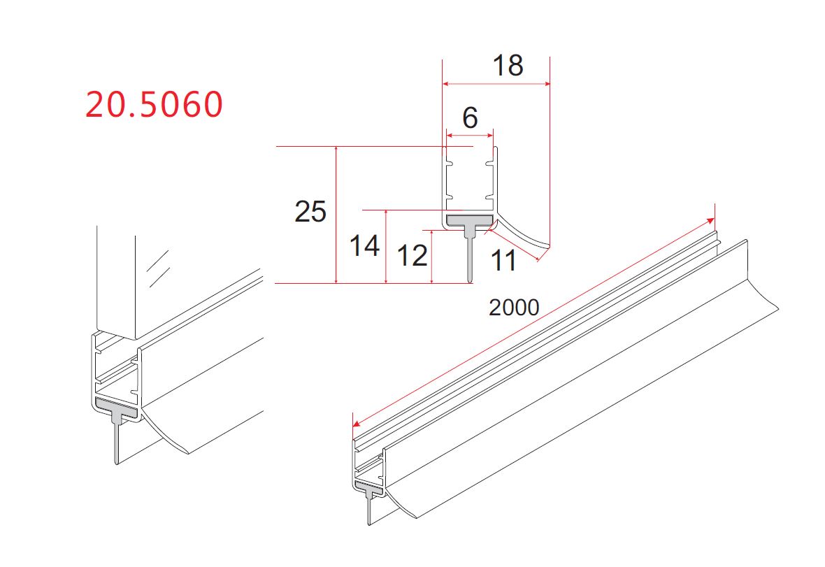 Rubberen waterkering 200 x 0,6 cm transparant - WDtegels