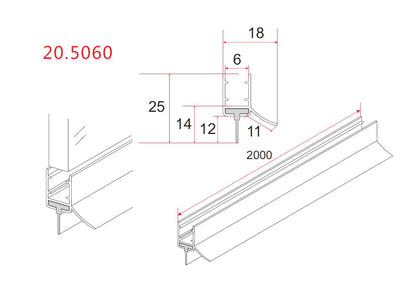 Rubberen waterkering 200 x 0,6 cm transparant - WDtegels
