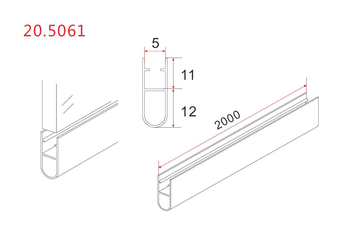 Type 1 rubberen waterkering 200 x 0,5 cm transparant - WDtegels