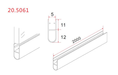 Type 1 rubberen waterkering 200 x 0,5 cm transparant - WDtegels