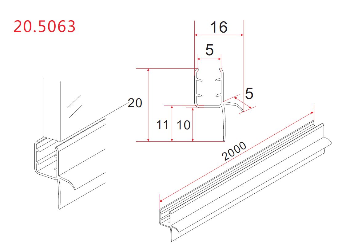 Type 2 rubberen waterkering 200 x 0,5 cm transparant - WDtegels