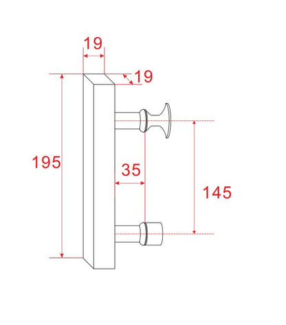 Maattekening Deurgreep type 7 14,5cm Chroom