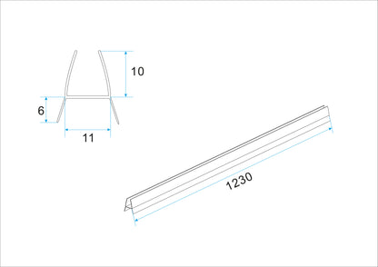 Kunststof bodemstrip tbv inloopdouche 10mm L=1230 - WDtegels