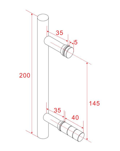 Maattekening Deurgreep type 1 20cm Chroom
