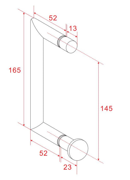 Maattekening Deurgreep type 4 16,5cm Chroom