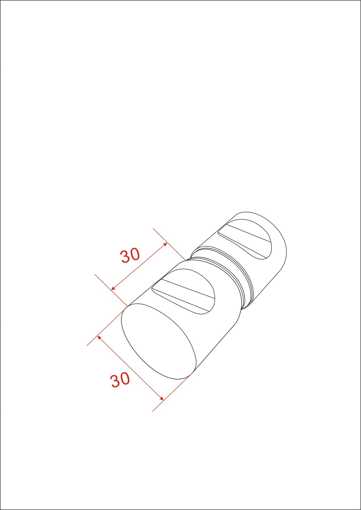 Maattekening Deurknop type 4 Chroom