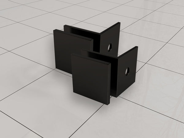 Juego de unión de cristal sin perfil para ducha a ras de suelo, 2 piezas, negro mate