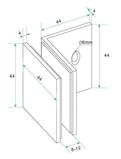 Less glass coupling set for profileless walk-in shower 2 pieces gunmetal