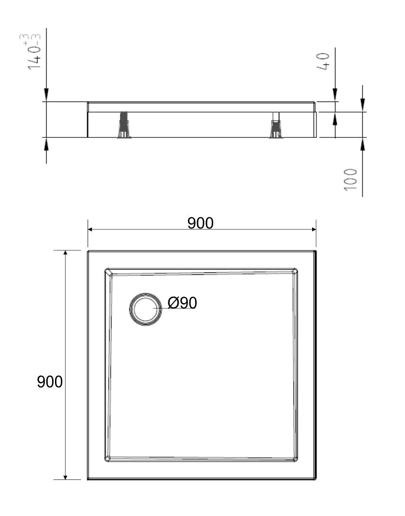 Wiesbaden Douchebak acryl 90x90x4 wit - WDtegels