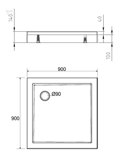 Wiesbaden Douchebak acryl 90x90x4 wit - WDtegels