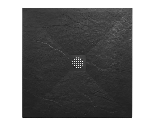 Stonea douchebak antislip composiet | 90x90x3cm | Inkortbaar| Mat zwart