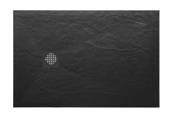 Stonea douchebak antislip composiet | 90x140x3cm | Inkortbaar| Mat zwart
