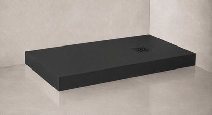 Stonea voorzetpaneel met potenset 90-80x100-70cm Inkortbaar Mat zwart