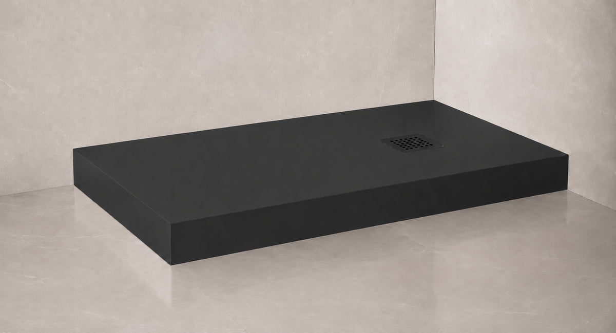 Stonea voorzetpaneel met potenset 90-80x180-150cm Inkortbaar Mat zwart