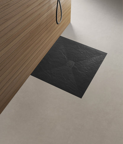 Stonea douchebak antislip composiet 100x100x3cm Inkortbaar Mat zwart - detailfoto