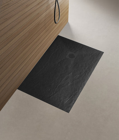 Stonea douchebak antislip composiet 100x120x3cm Inkortbaar Mat zwart - detailfoto