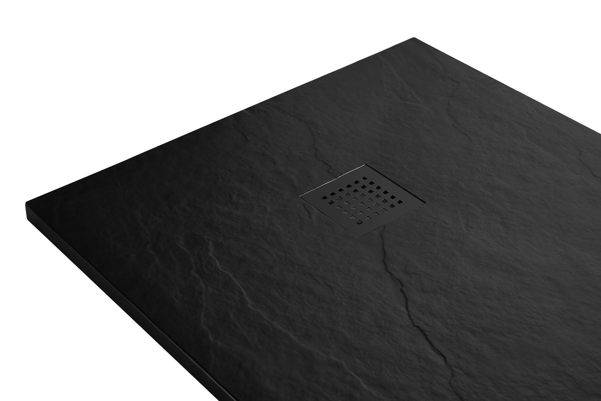 Stonea douchebak antislip composiet 100x120x3cm Inkortbaar Mat zwart - sfeerbeeld