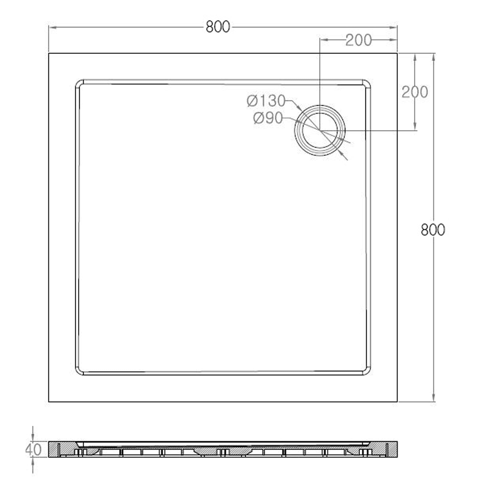 luxe douchebak SMC vierkant | 80x80x4cm | wit - WDtegels