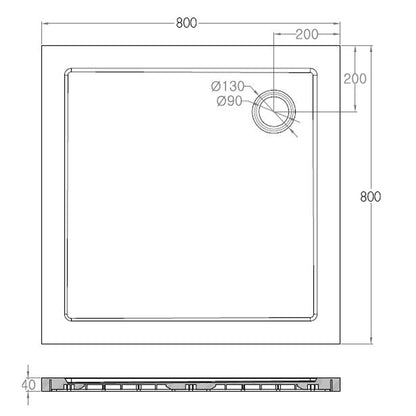 luxe douchebak SMC vierkant | 80x80x4cm | wit - WDtegels