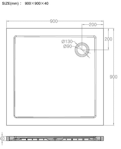 Wiesbaden luxe douchebak SMC vierkant 900x900x40 wit - WDtegels