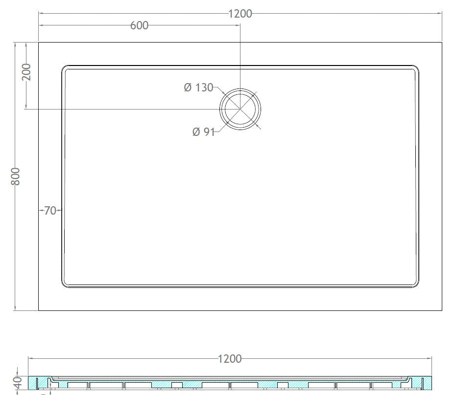 Wiesbaden luxe douchebak SMC rechthoek 120x80x4 wit - WDtegels