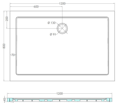 Wiesbaden luxe douchebak SMC rechthoek 120x80x4 wit - WDtegels