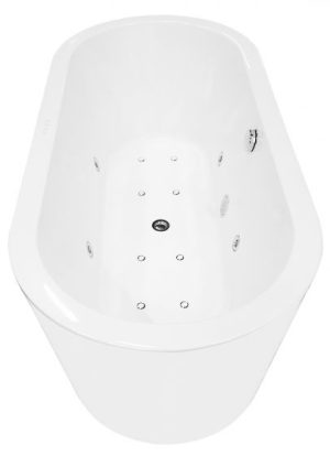 Libero freestanding whirlpool bath 170x80 cm acrylic gloss white with chrome waste