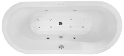 Libero freestanding whirlpool bath 170x80 cm acrylic gloss white with chrome waste