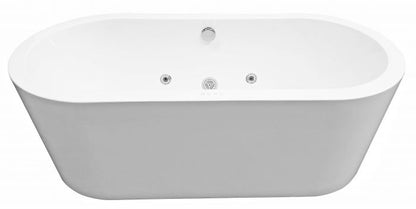 Libero freestanding whirlpool bath 170x80 cm acrylic gloss white with chrome waste