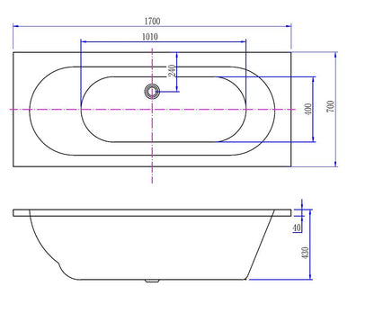 Wiesbaden Portus RD inbouw ligbad 170x70x43 cm wit - WDtegels