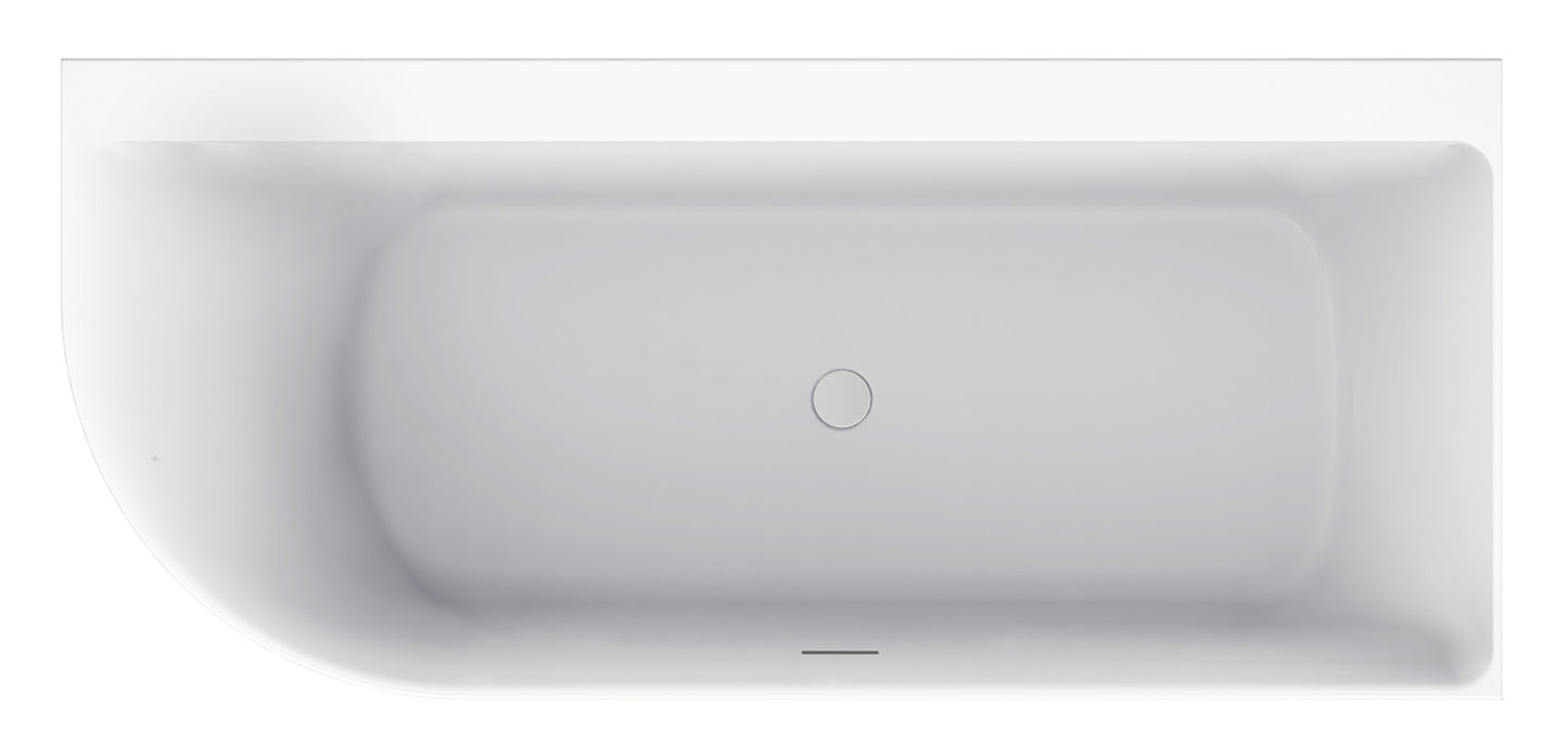 Bañera esquinera Zenn derecha 170 x 75 cm acrílico blanco brillo con desagüe blanco brillo
