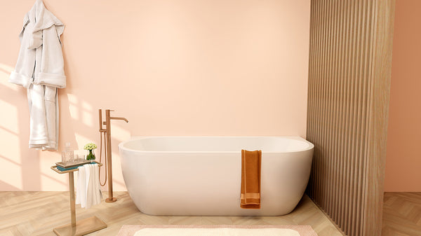 Liora semi-detached bath 170 x 75 cm acrylic gloss white with waste gloss white