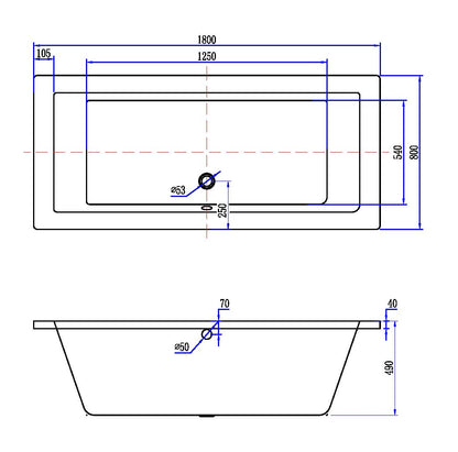 Santino SQ inbouw duo ligbad | 180x80x49cm| Mat wit - WDtegels