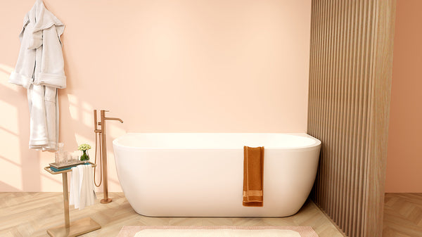 Liora semi-detached bath 180 x 80 cm acrylic matt white with waste matt white