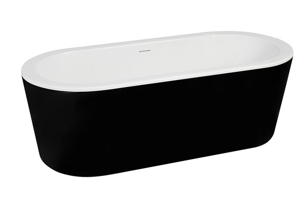 Nero freestanding bath 178 x 80 cm acrylic gloss white/black with waste gloss white