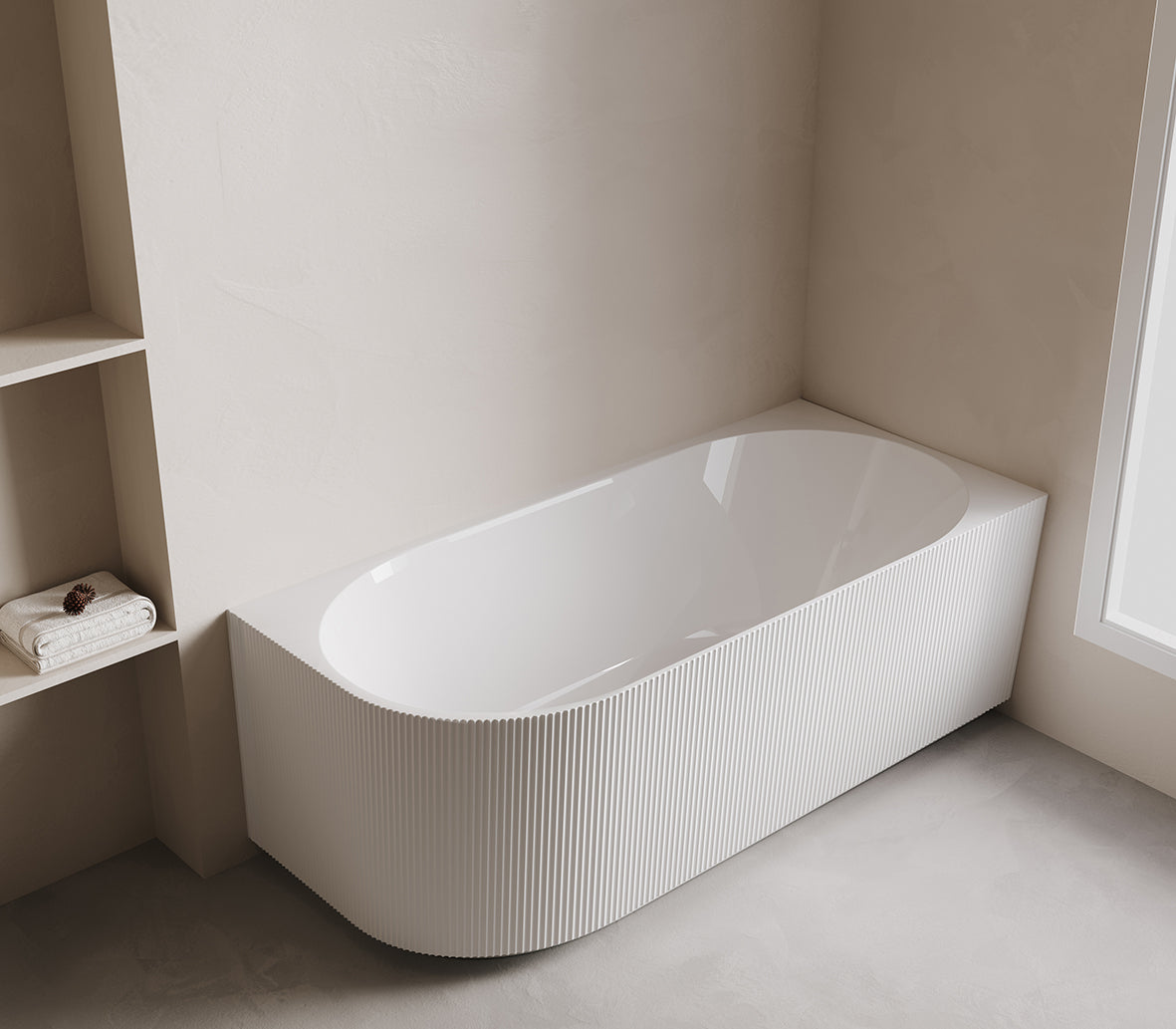 Rivi corner bath right 170 x 80 cm acrylic gloss white with washed gloss white