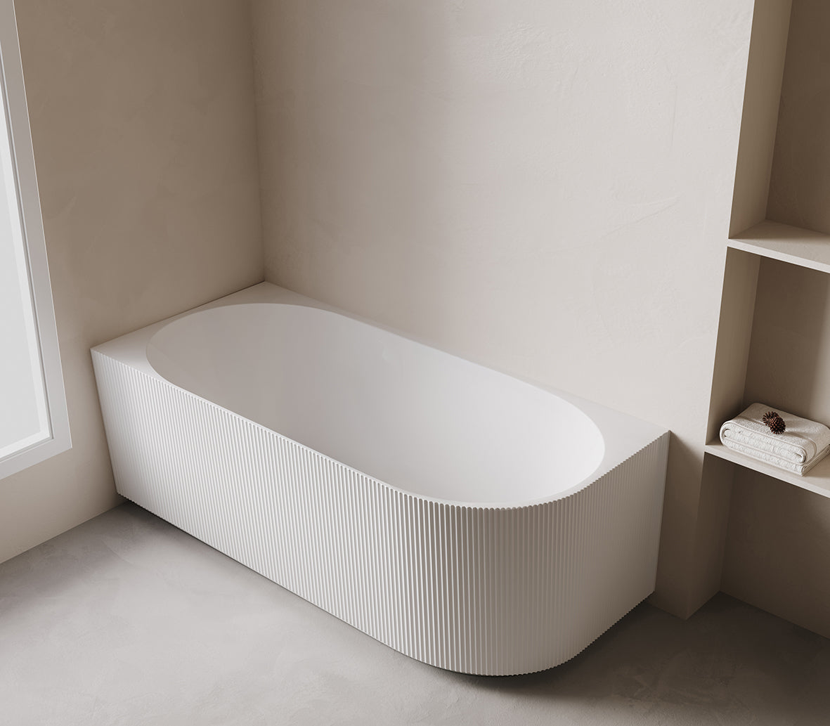 Rivi corner bath left 180 x 80 cm acrylic matt white with waste matt white