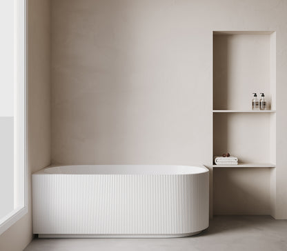 Rivi corner bath left 180 x 80 cm acrylic matt white with waste matt white