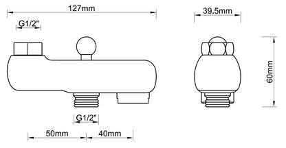 Wiesbaden Bath spout with diverter chrome