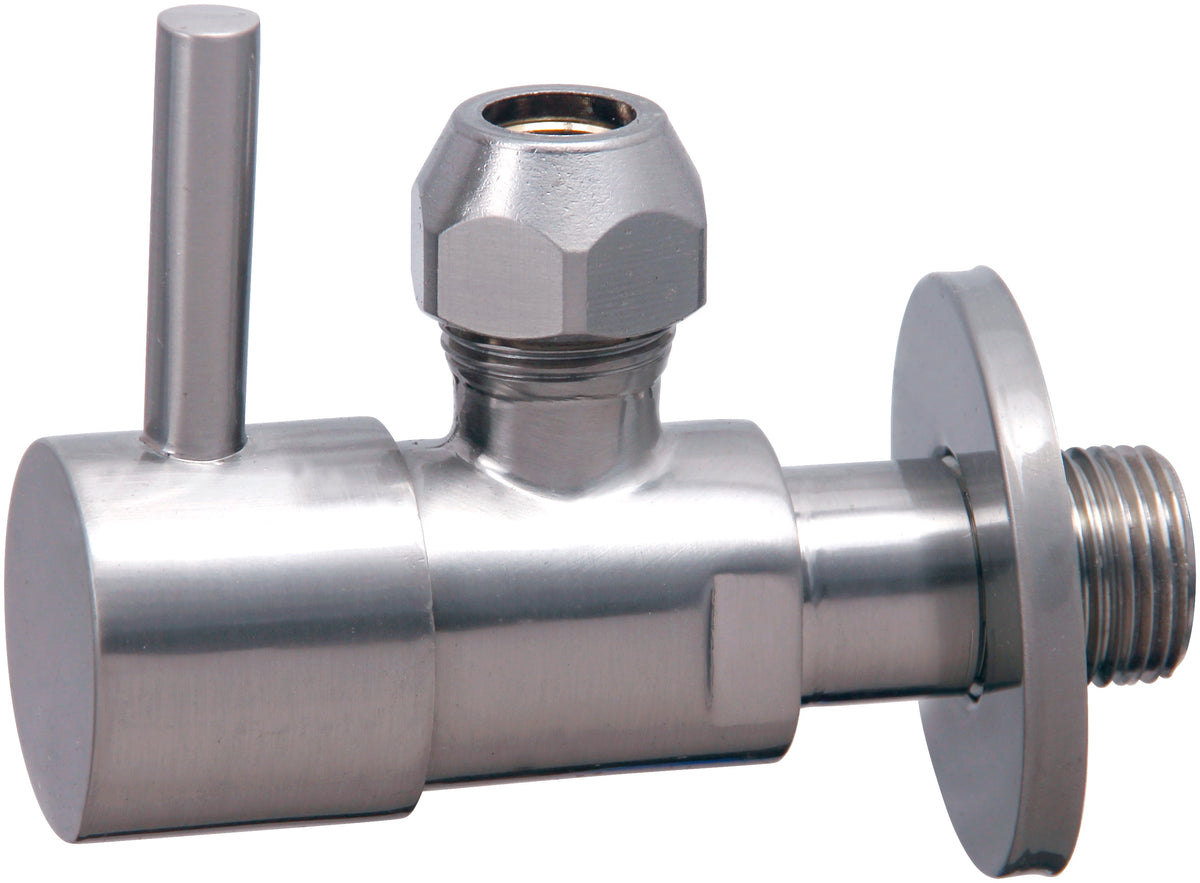 Minimal hoekstopkraan met rozet 3/8" x 3/8" of knel 10mm Geborsteld staal PVD