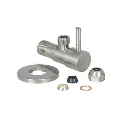 Válvula de ángulo mínimo 1/2" x 3/8" o abrazadera 10 mm acero cepillado PVD