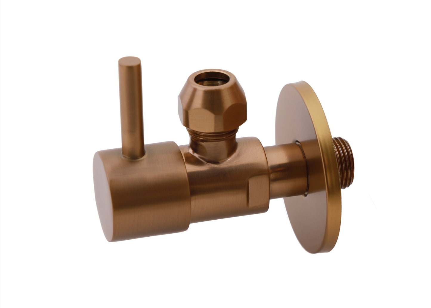 Válvula de ángulo mínimo 3/8" x 3/8" o abrazadera 10 mm bronce cepillado cobre PVD