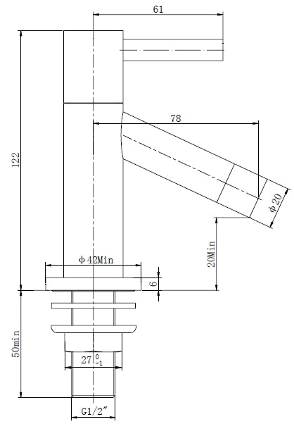 Wiesbaden Benga toiletkraan 1/2'' chroom - WDtegels