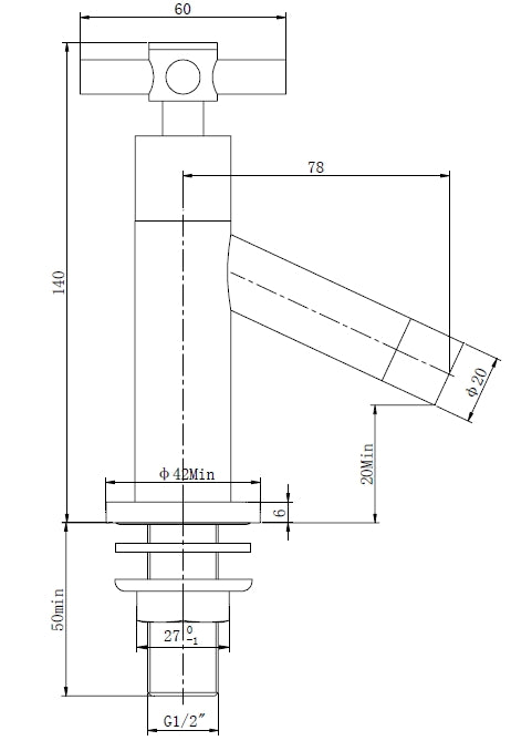 Wiesbaden Brizo Toiletkraan 1/2" chroom