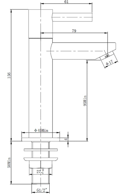 Wiesbaden Amador XL toiletkraan hoog 1/2''geborsteld staal - WDtegels