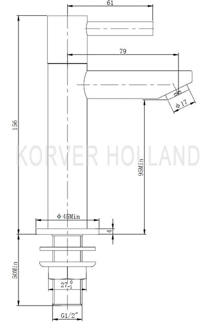 Wiesbaden Amador XL toiletkraan hoog 1/2''geborsteld staal - WDtegels