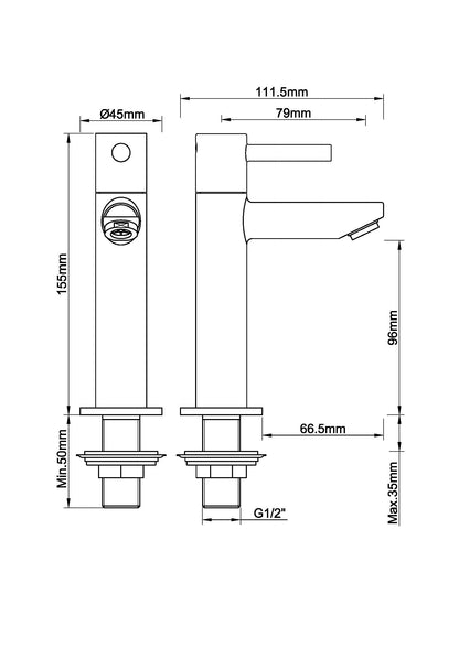 Caral Amador fonteinkraan XL Kiwa 1/2'' | Geborsteld staal PVD - WDtegels