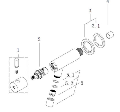 Wiesbaden Amador toiletkraan muurbevestiging 1/2''geborsteld staal
